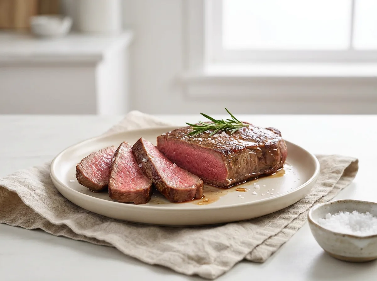 Steak mit Vakuumgaren: saftig, durchgehend rosa